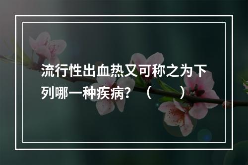 流行性出血热又可称之为下列哪一种疾病？（　　）