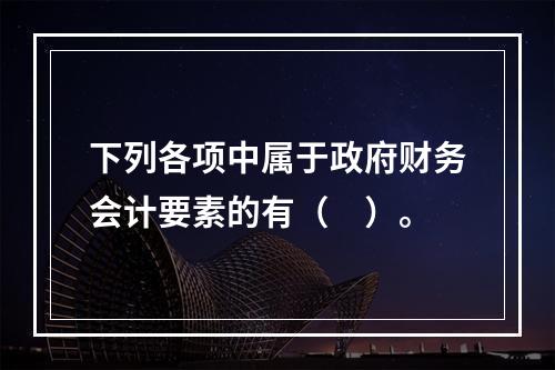 下列各项中属于政府财务会计要素的有（　）。