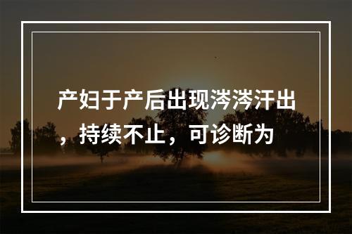 产妇于产后出现涔涔汗出，持续不止，可诊断为