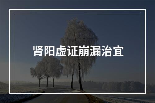 肾阳虚证崩漏治宜