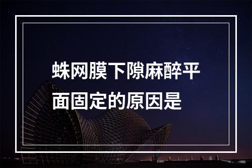 蛛网膜下隙麻醉平面固定的原因是