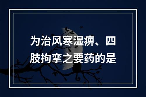 为治风寒湿痹、四肢拘挛之要药的是