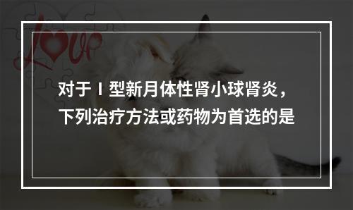 对于Ⅰ型新月体性肾小球肾炎，下列治疗方法或药物为首选的是