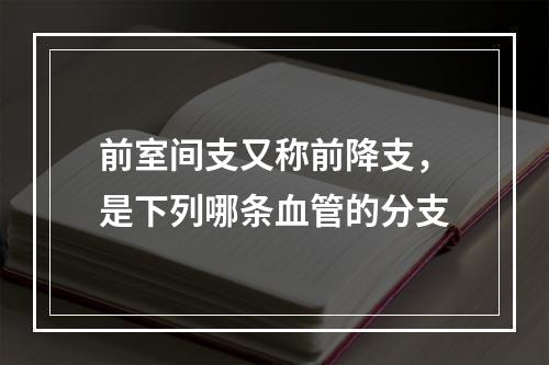 前室间支又称前降支，是下列哪条血管的分支