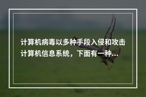 计算机病毒以多种手段入侵和攻击计算机信息系统，下面有一种不