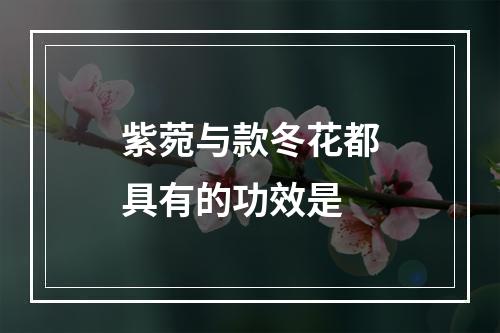 紫菀与款冬花都具有的功效是