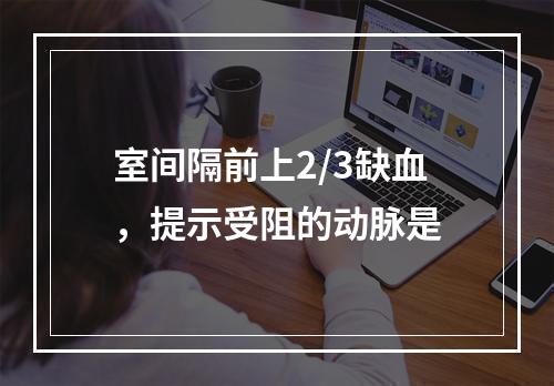 室间隔前上2/3缺血，提示受阻的动脉是