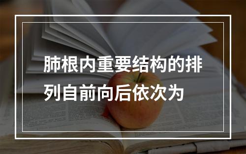 肺根内重要结构的排列自前向后依次为