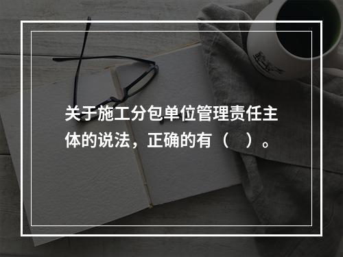 关于施工分包单位管理责任主体的说法，正确的有（　）。