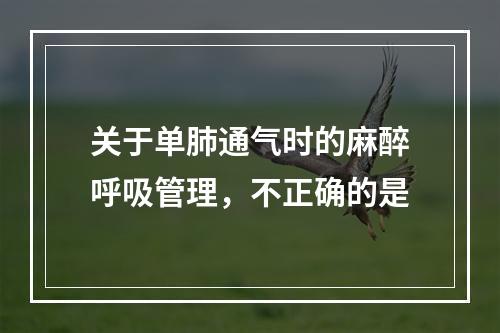 关于单肺通气时的麻醉呼吸管理，不正确的是