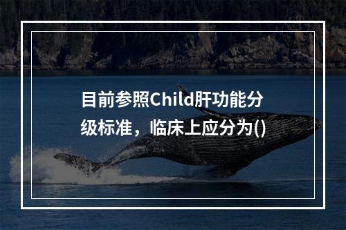 目前参照Child肝功能分级标准，临床上应分为()