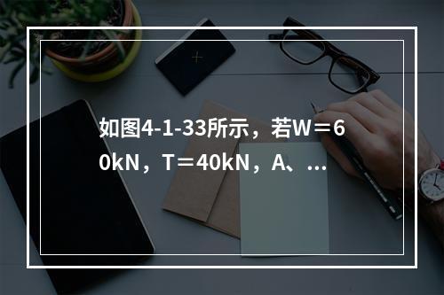 如图4-1-33所示，若W＝60kN，T＝40kN，A、B