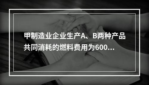 甲制造业企业生产A、B两种产品共同消耗的燃料费用为6000元