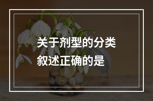 关于剂型的分类叙述正确的是