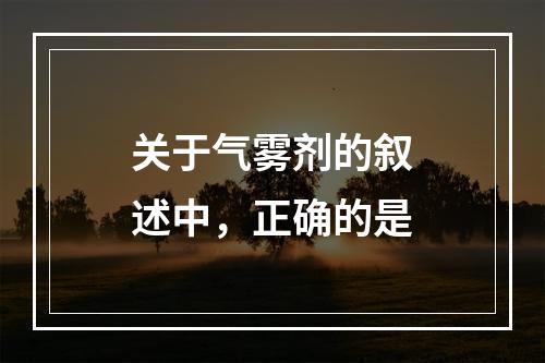 关于气雾剂的叙述中，正确的是