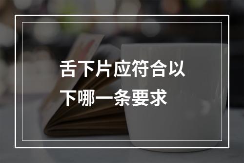 舌下片应符合以下哪一条要求