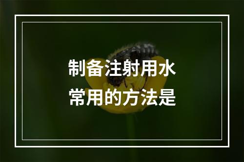 制备注射用水常用的方法是