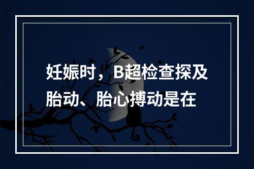 妊娠时，B超检查探及胎动、胎心搏动是在