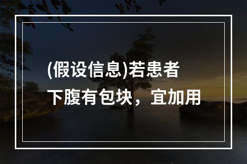 (假设信息)若患者下腹有包块，宜加用