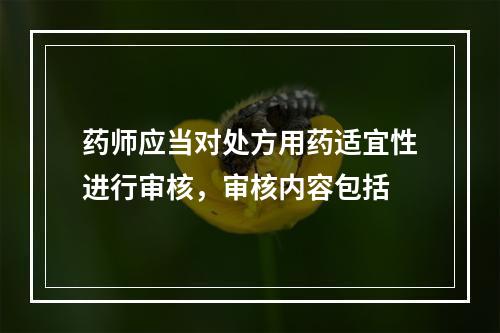 药师应当对处方用药适宜性进行审核，审核内容包括