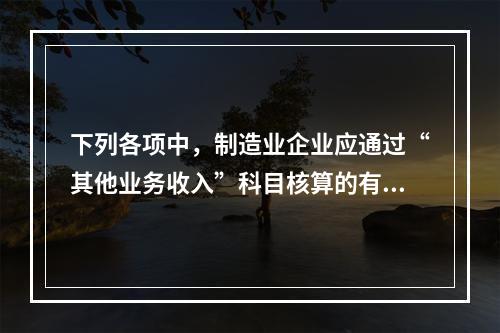 下列各项中，制造业企业应通过“其他业务收入”科目核算的有（　