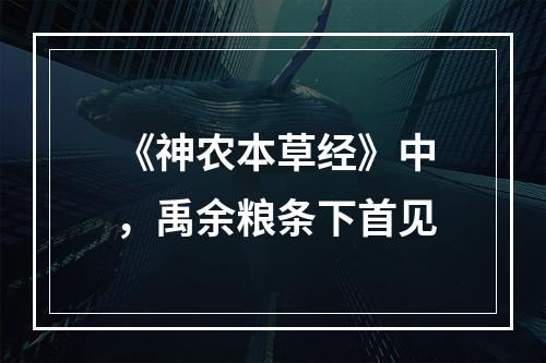 《神农本草经》中，禹余粮条下首见