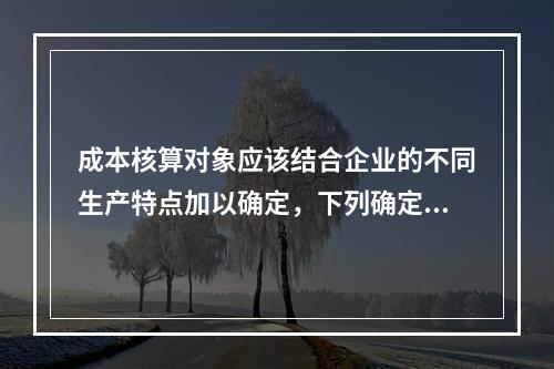 成本核算对象应该结合企业的不同生产特点加以确定，下列确定成本