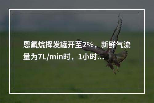 恩氟烷挥发罐开至2%，新鲜气流量为7L/min时，1小时约消