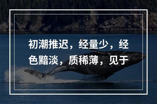 初潮推迟，经量少，经色黯淡，质稀薄，见于