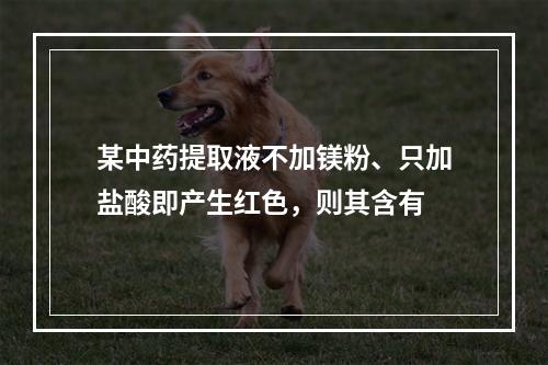 某中药提取液不加镁粉、只加盐酸即产生红色，则其含有