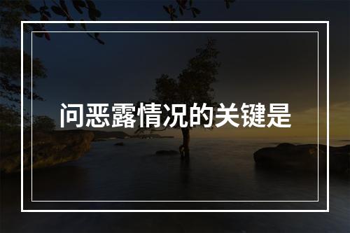 问恶露情况的关键是