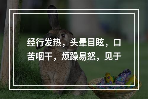 经行发热，头晕目眩，口苦咽干，烦躁易怒，见于