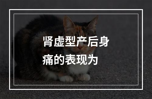 肾虚型产后身痛的表现为