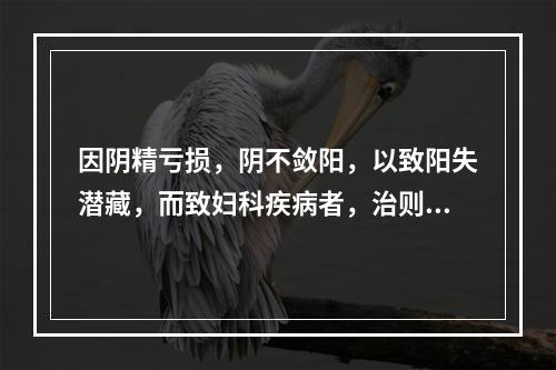 因阴精亏损，阴不敛阳，以致阳失潜藏，而致妇科疾病者，治则应是