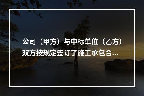 公司（甲方）与中标单位（乙方）双方按规定签订了施工承包合同，