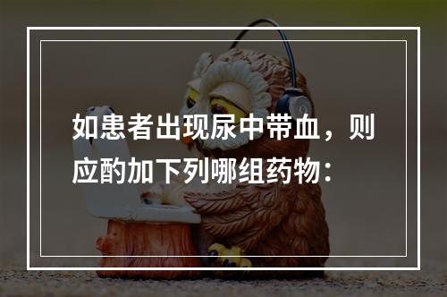 如患者出现尿中带血，则应酌加下列哪组药物：