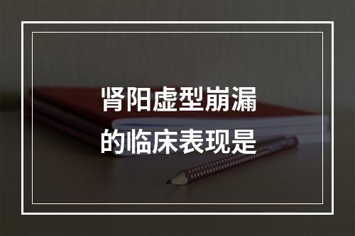 肾阳虚型崩漏的临床表现是