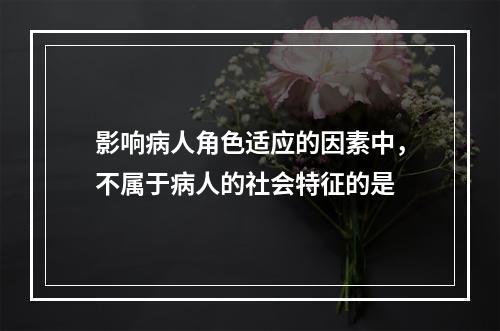 影响病人角色适应的因素中，不属于病人的社会特征的是