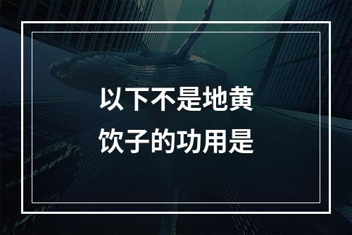 以下不是地黄饮子的功用是