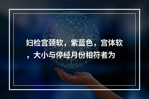 妇检宫颈软，紫蓝色，宫体软，大小与停经月份相符者为