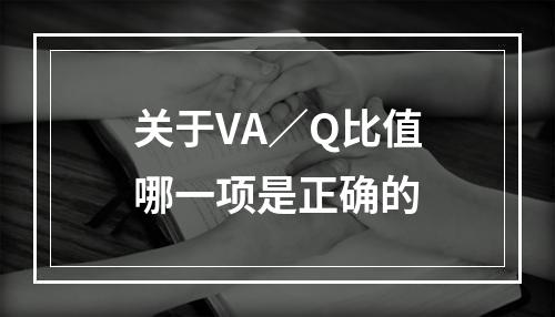 关于VA／Q比值哪一项是正确的