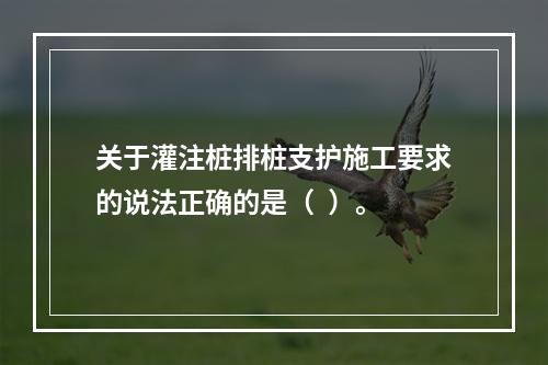 关于灌注桩排桩支护施工要求的说法正确的是（  ）。