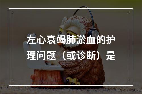 左心衰竭肺淤血的护理问题（或诊断）是