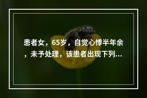 患者女，65岁，自觉心悸半年余，未予处理，该患者出现下列何种