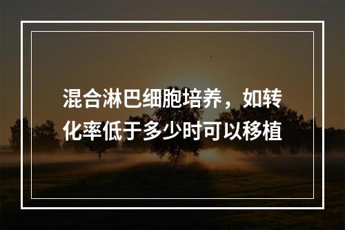 混合淋巴细胞培养，如转化率低于多少时可以移植