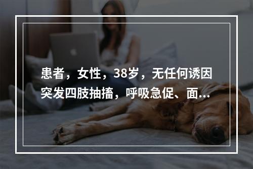 患者，女性，38岁，无任何诱因突发四肢抽搐，呼吸急促、面色发