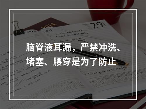 脑脊液耳漏，严禁冲洗、堵塞、腰穿是为了防止