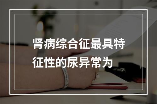 肾病综合征最具特征性的尿异常为