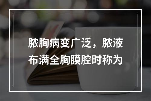 脓胸病变广泛，脓液布满全胸膜腔时称为