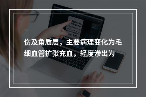 伤及角质层，主要病理变化为毛细血管扩张充血，轻度渗出为